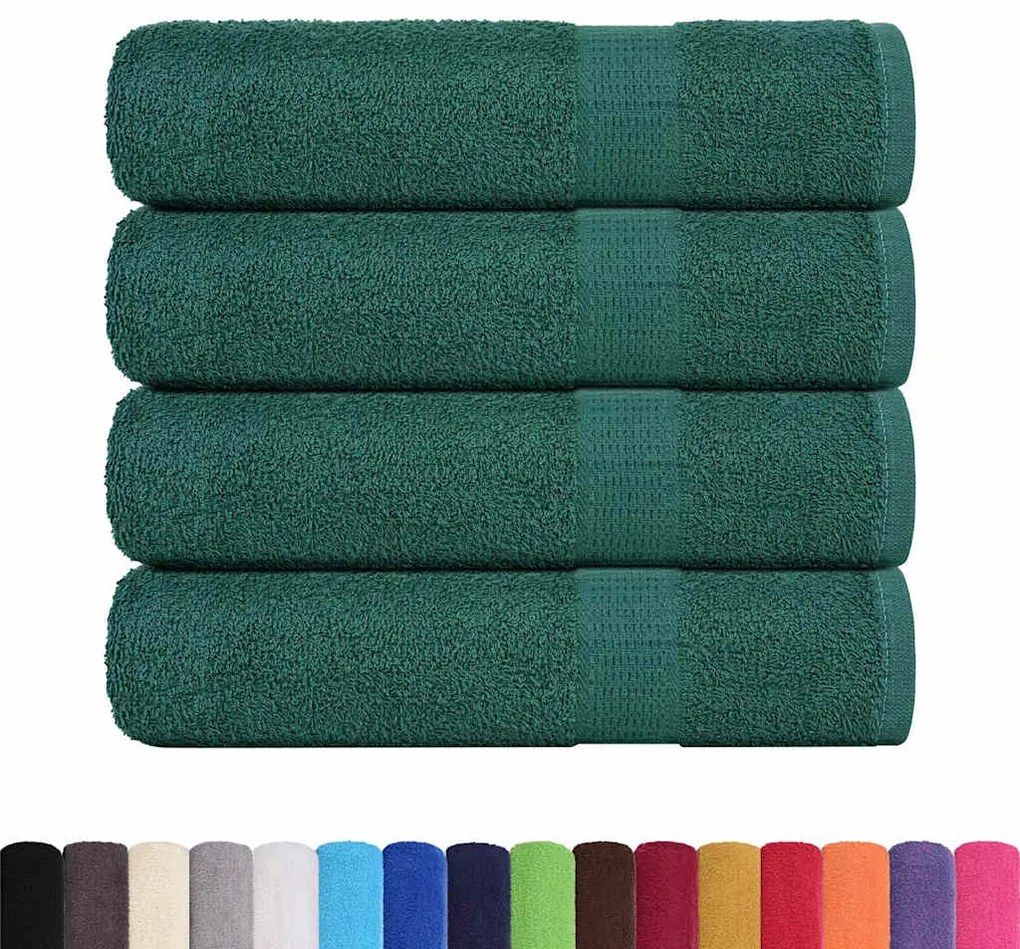 Toalhas de mãos 4 pcs 50x100 cm 360 gsm 100% algodão verde