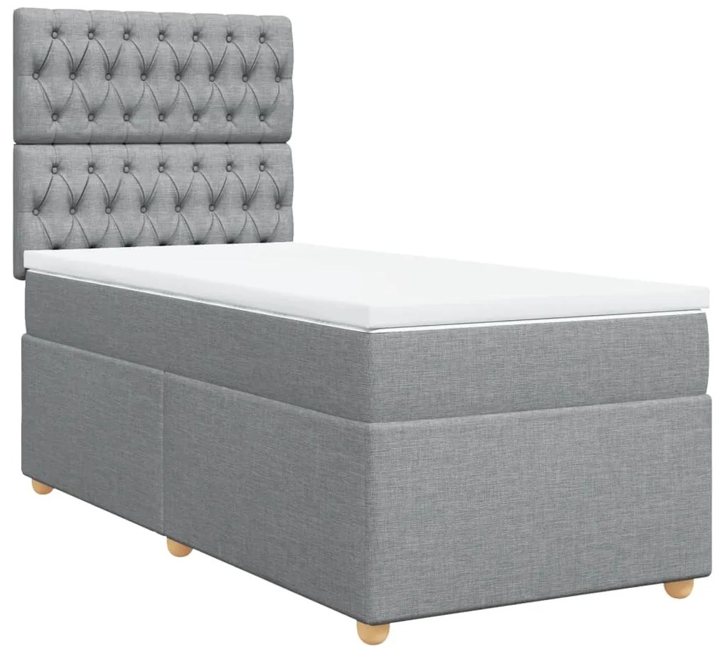 Cama com molas/colchão 100x200 cm tecido cinzento-claro