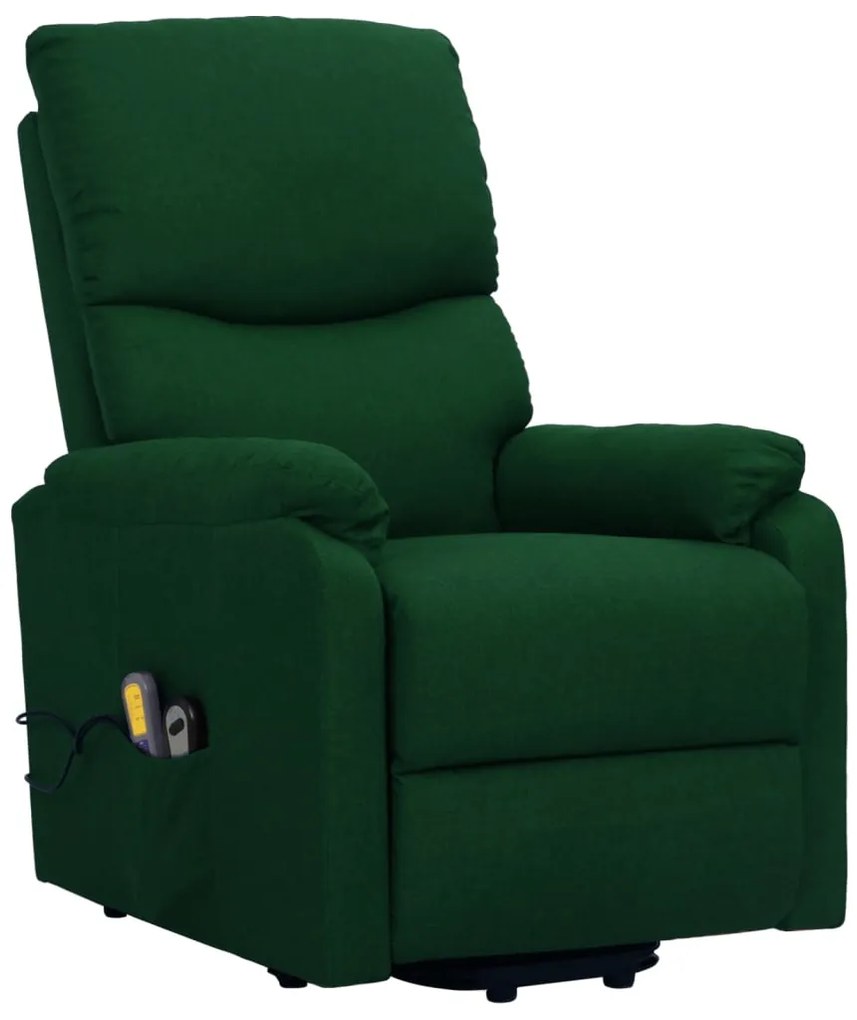 Poltrona elevatória de massagens tecido verde-escuro