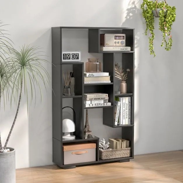 Estante geométrica aberta moderna 70 x 20 x 120 cm para sala de estar e quarto, escritório Preta