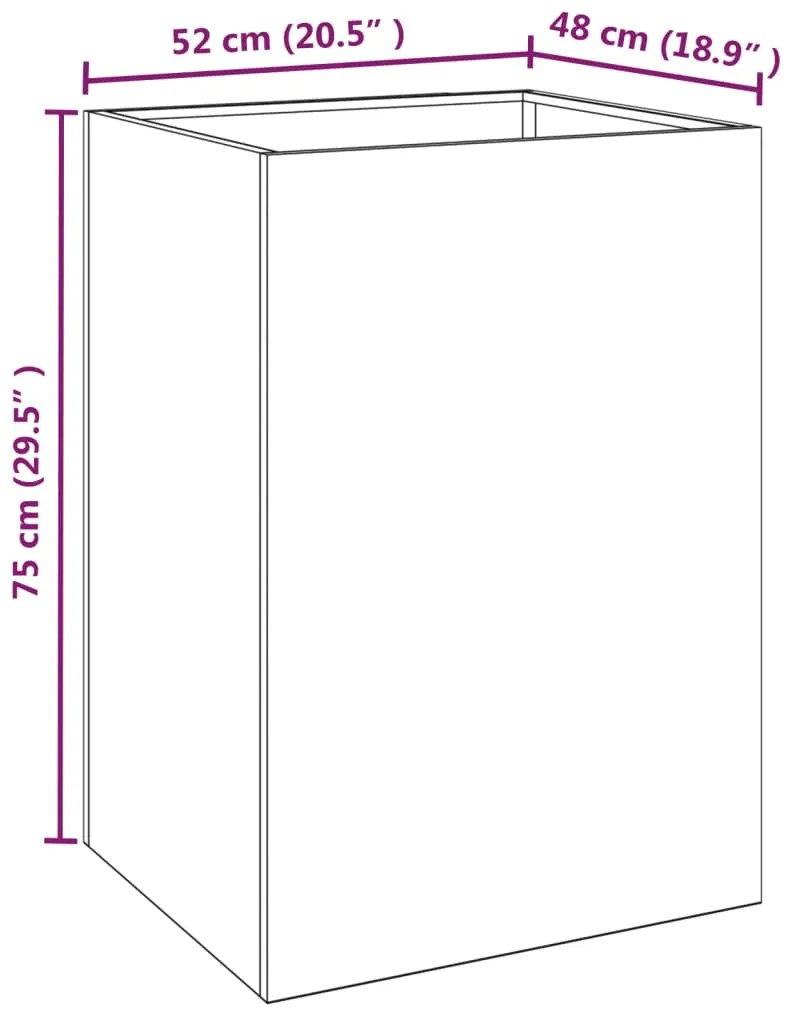 Vaso/floreira 52x48x75 cm aço corten