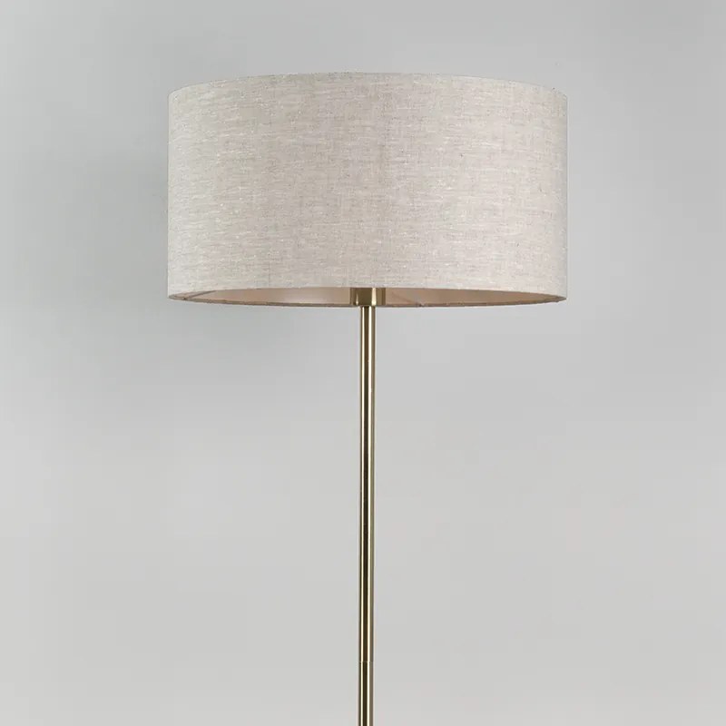 Candeeiro de pé Latão com Abajur Cinza 50 cm - Kaso Moderno,Retro