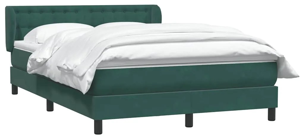 Box Cama primavera com Colchão Verde Escuro 140x210 cm Veludo