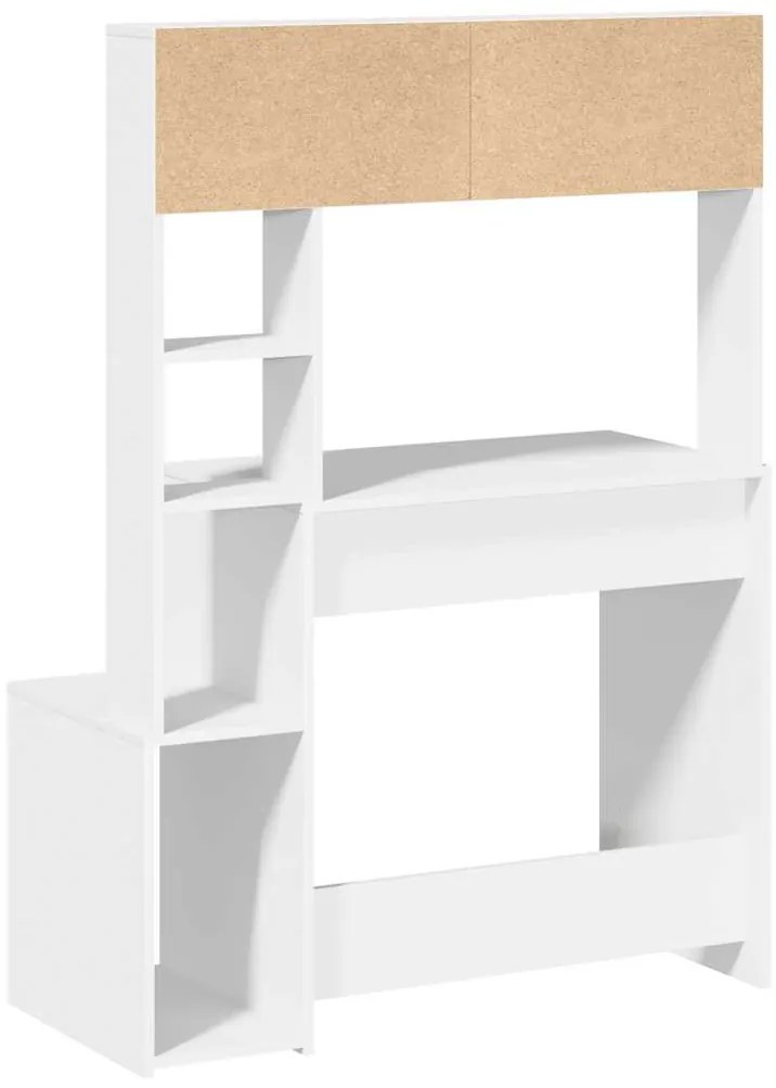 Secretária c/ prateleiras 100x45x140cm derivados madeira branco