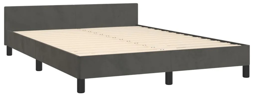 Estrutura de cama c/ cabeceira 140x190cm veludo cinzento-escuro