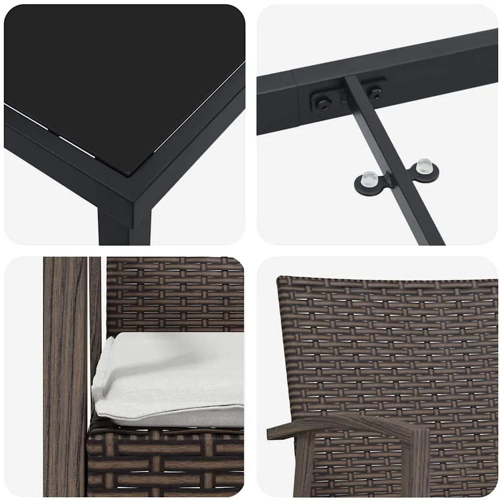 Conjunto de Jantar de Jardim de 7 Peças com Almofadas em Polyrattan Ca