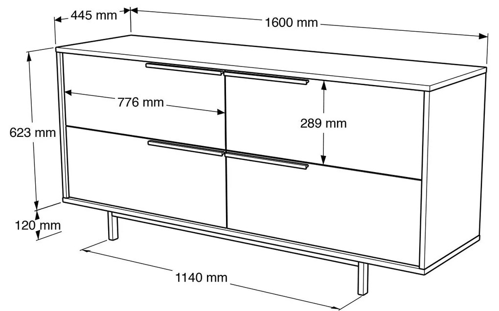 Console ON3 – Walnut – 160 cm x 74,3 cm x 44,5 cm