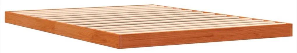 Estrutura de cama 140x190 cm madeira pinho maciça castanho cera