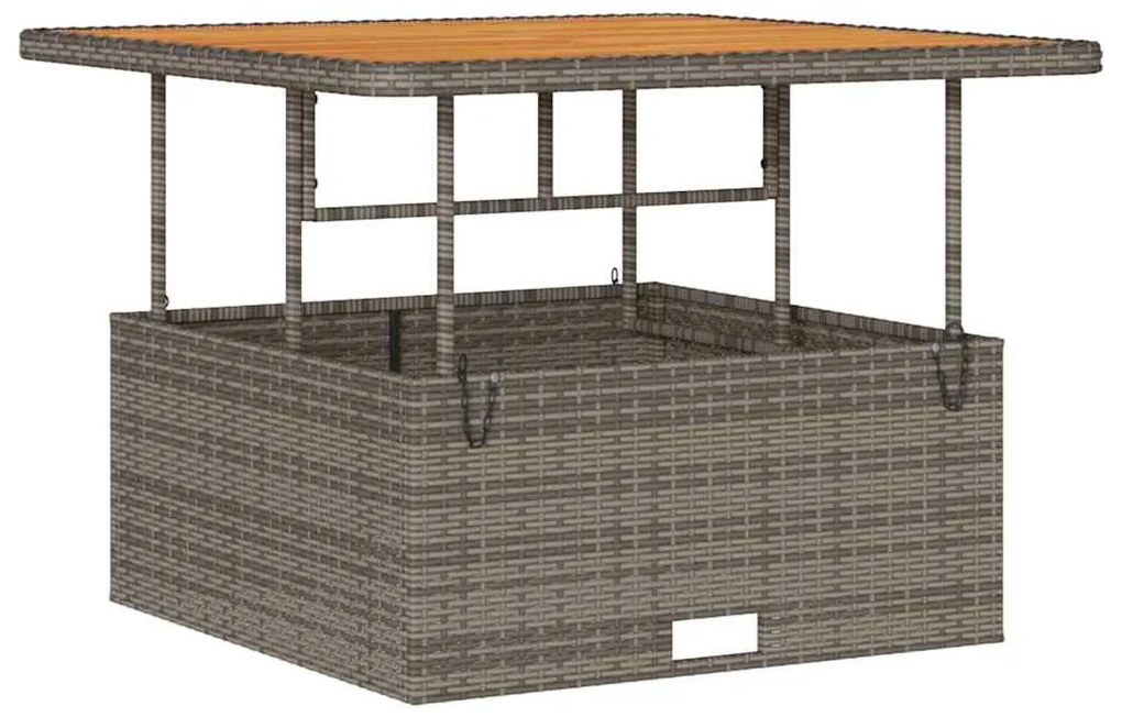 Conjunto de Jantar de Jardim de 3 Peças com Almofadas Cinza em Rattan