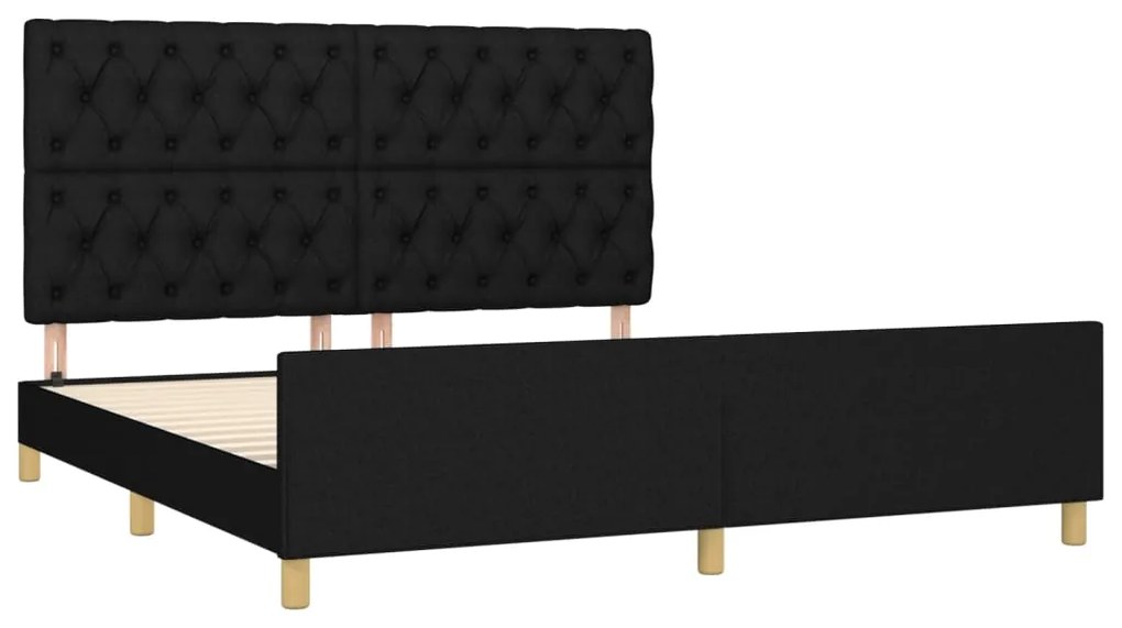 Estrutura de cama sem colchão 160x200 cm tecido preto