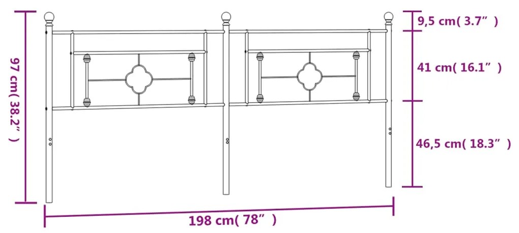 Cabeceira de cama 193 cm metal branco