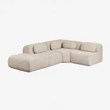 Sofá Modular De Canto Em Chenille De 3 Peças Com Chaise Longue À Esquerda Embalado A Vácuo Mérida Chenille Grossa Bege Tapioca - Sklum
