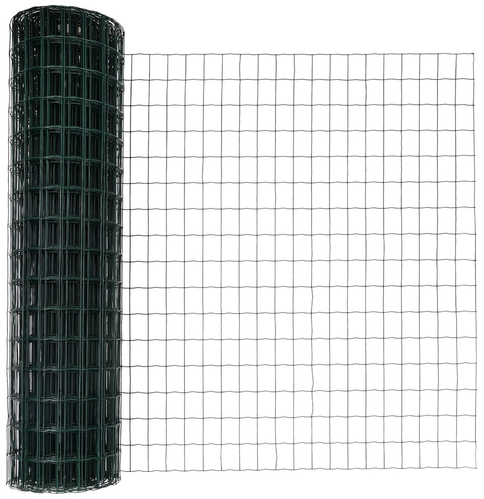 Cerca Euro com 13 Postes 1x25 m Aço Galvanizado Verde