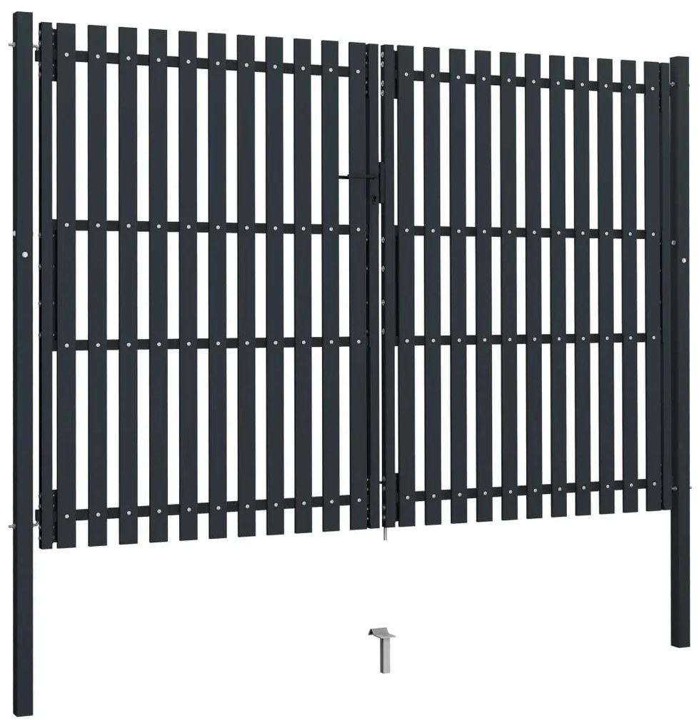 Portão de cerca com porta dupla 306x200 cm aço antracite