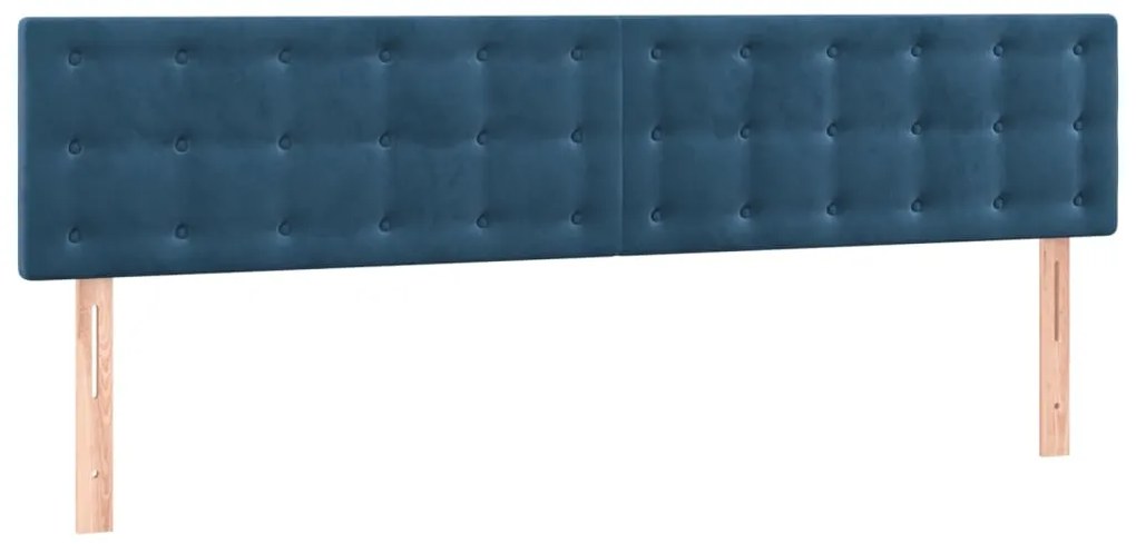 Cabeceira de cama c/ luzes LED veludo 180x5x78/88cm azul-escuro