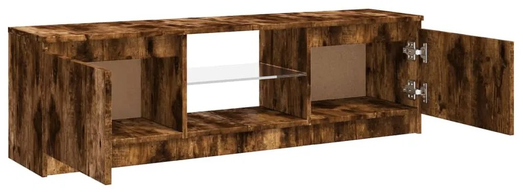 Móvel de TV com luzes LED 120x30x35,5 cm carvalho fumado