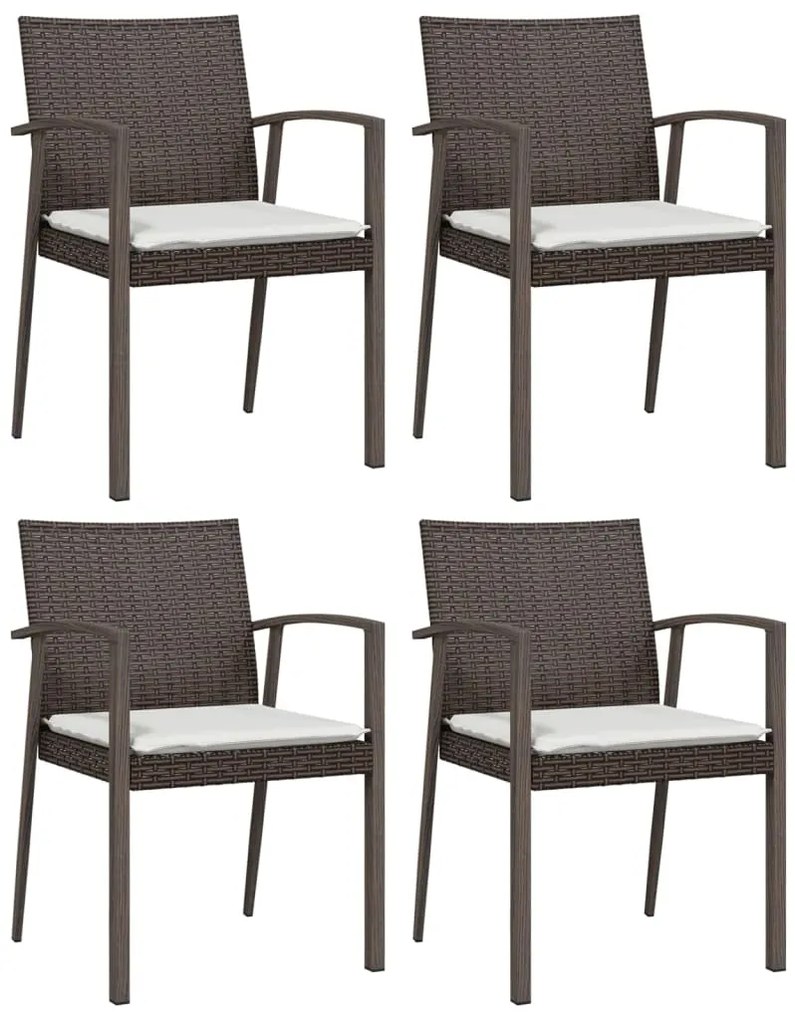 5 pcs conjunto de jantar p/ jardim c/ almofadões vime PE e aço
