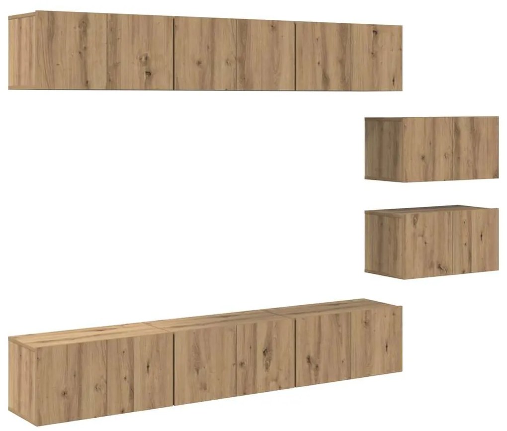Conjunto de móvel de TV 8 pcs carvalho artisiano