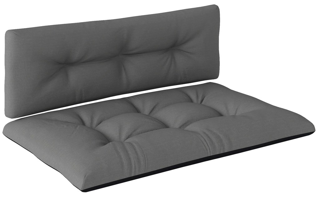 Outsunny Conjunto de 2 Almofadas para Paletes com Tecido Resistente Impermeável Anti-UV Assento 120x77 cm Encosto 120x40 cm Cinzento Escuro
