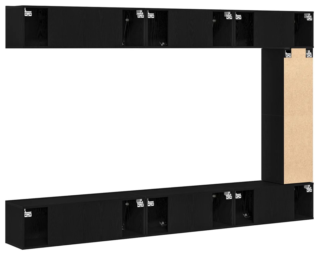 Conjunto de Estante para TV de 7 Peças montada na parede de madeira en
