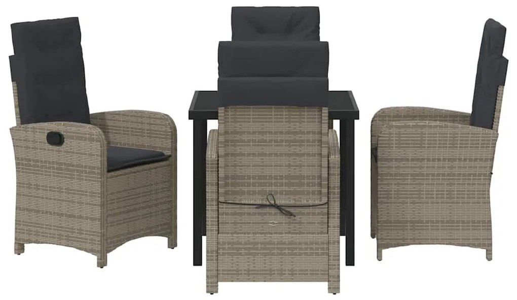 Conjunto de Jantar de Jardim de 5 Peças com Almofadas Rattan Cinza