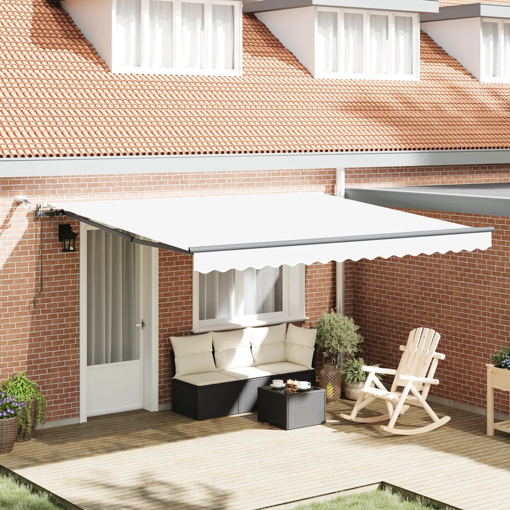 Toldo Retrátil Automático vidaXL com LED Branco 400x350 cm