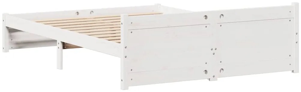 Cama sem colchão 150x200 cm madeira de pinho maciça branco