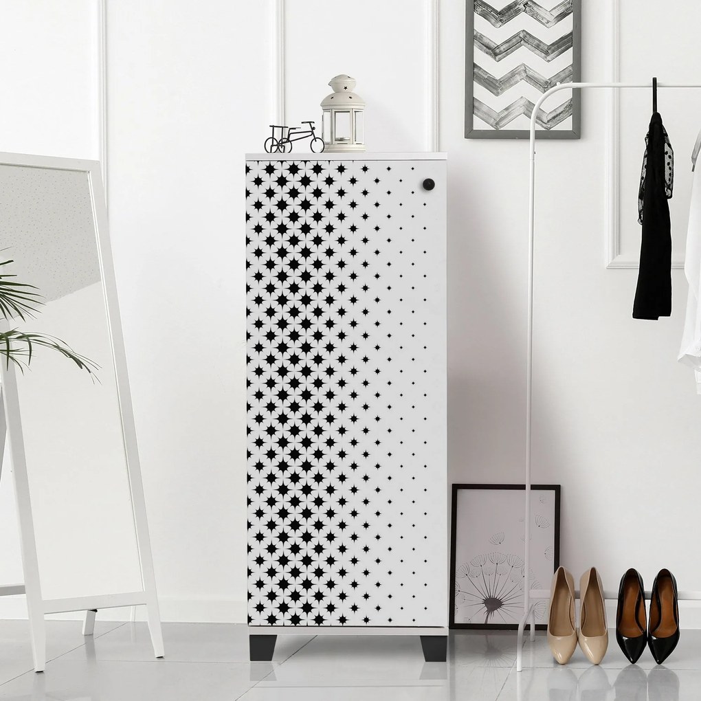 Sapateira Filinta – Branco/Preto – 50 cm x 127 cm x 38 cm