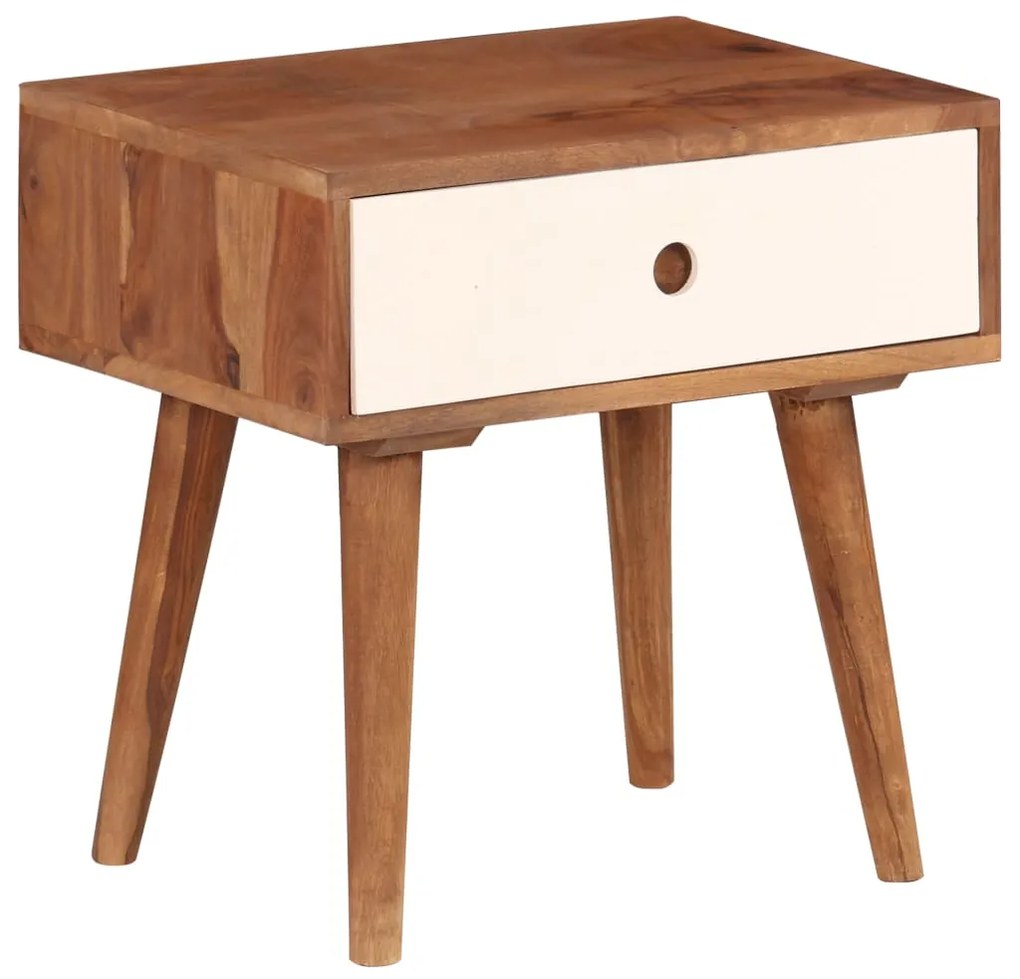 Mesa de cabeceira em madeira de acácia maciça 45x30x45 cm