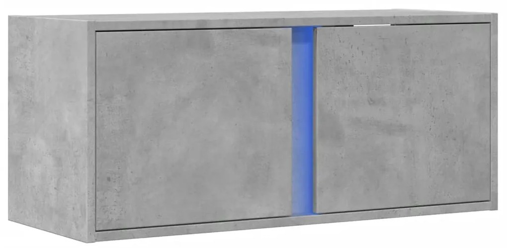 Móvel de parede p/ TV c/ luzes LED 80x31x35 cm cinzento cimento