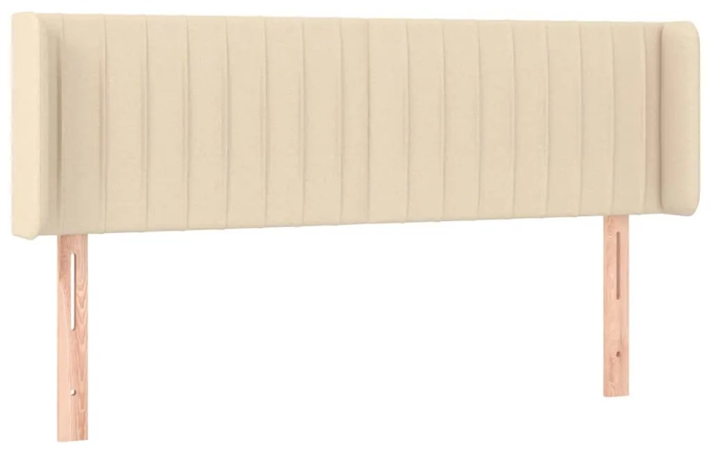 Cabeceira de cama c/ luzes LED tecido 147x16x78/88 cm cor creme