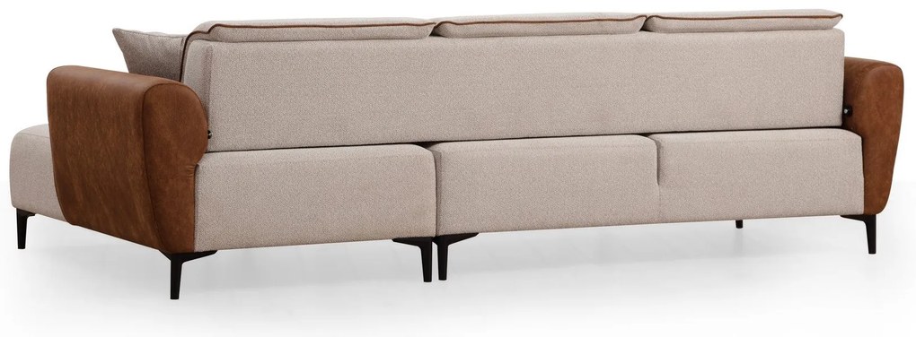 Sofá-cama de canto Aren – Bege e Canela – 150 x 260 cm