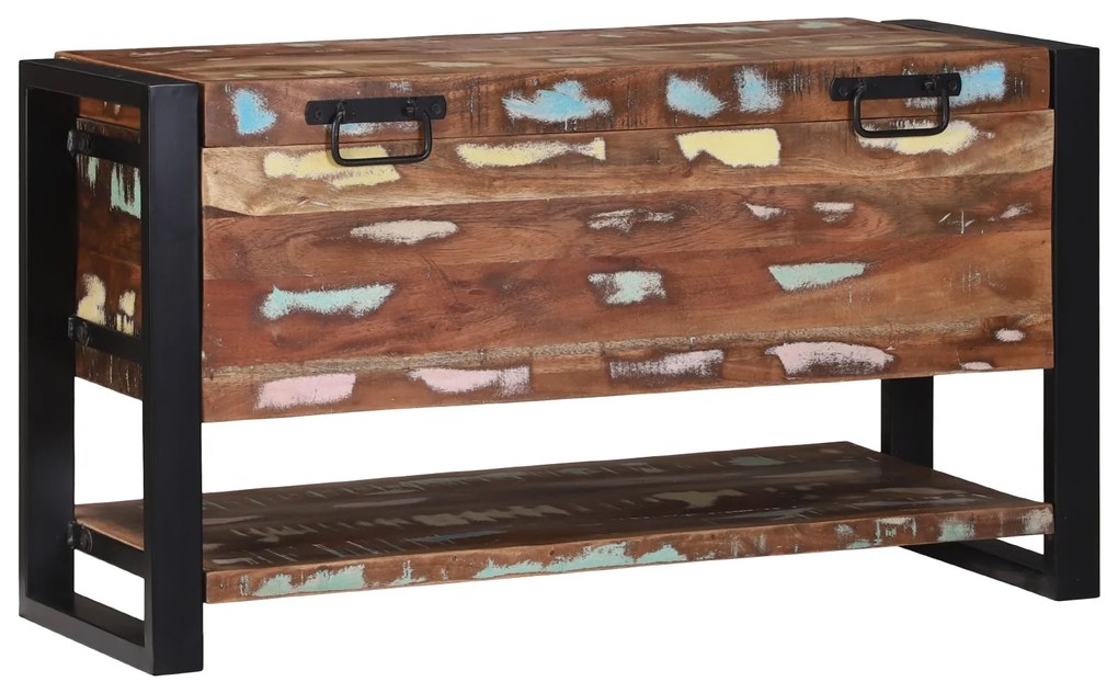 Caixa de Armazenamento Multicolorida 80x35x45 cm em Madeira Recuperada