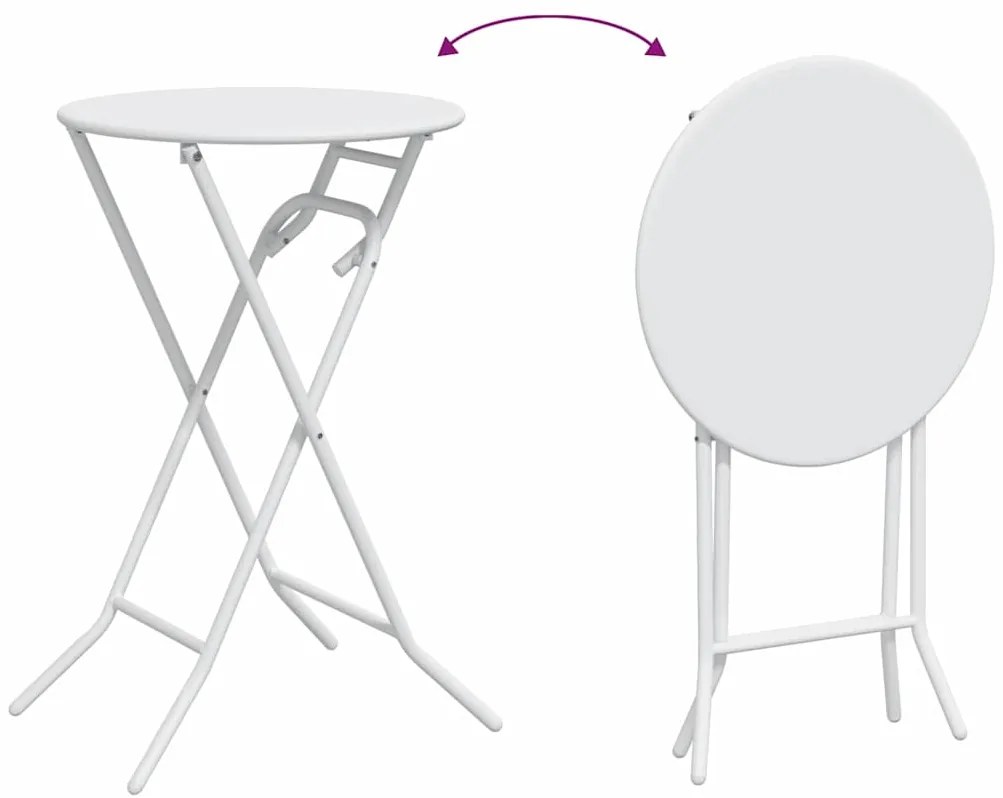 Mesa de Jardim Dobrável Branca Ø50x72 cm Aço