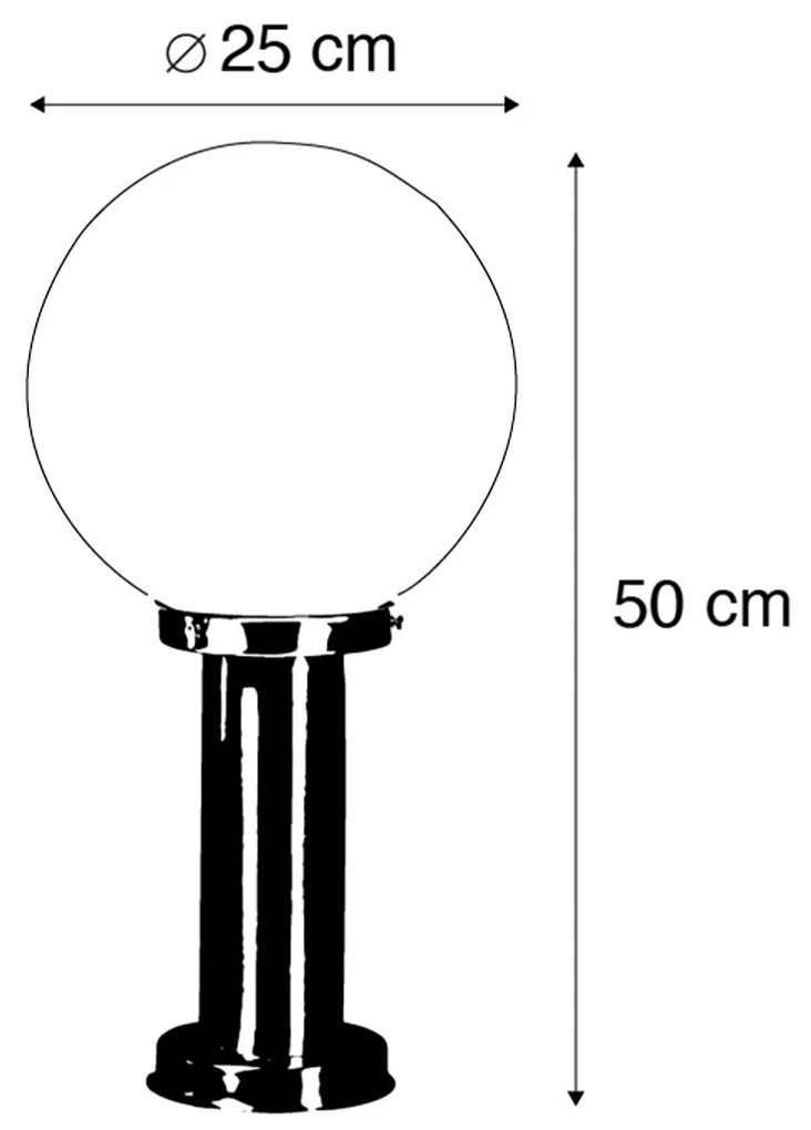 LED Candeeiro de poste exterior inteligente em aço inoxidável 50 cm com Wi-Fi A60 - Sfera Moderno