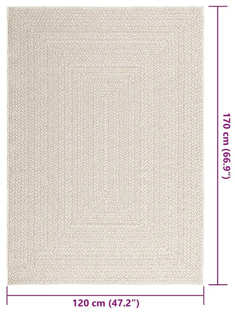 Tapete ZIZUR creme 120x170cm aspeto de juta interior e exterior