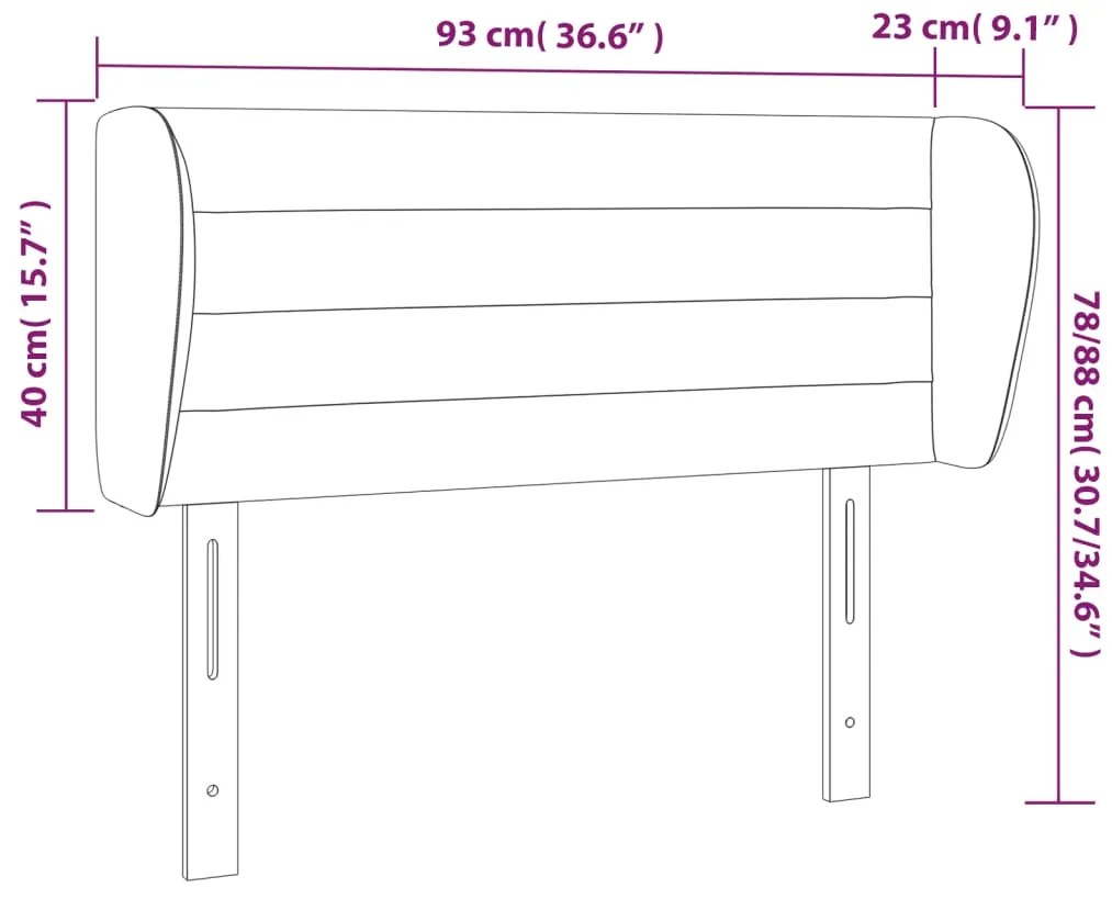 Cabeceira de cama c/ abas tecido 93x23x78/88 cm preto