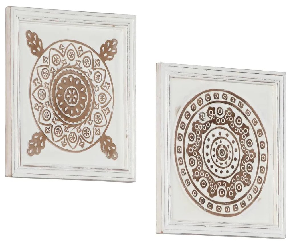 vidaXL Painéis de parede esculpidos à mão 2 pcs 40x40x1,5 cm MDF