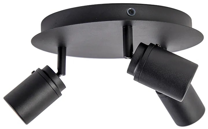 Foco de banheiro moderno preto 3 luzes IP44 - Ducha