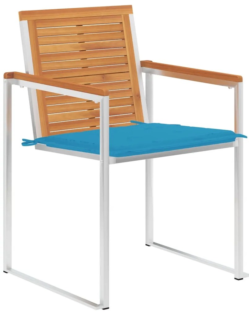 Cadeiras de jardim com almofadões 2 pcs acácia maciça e aço