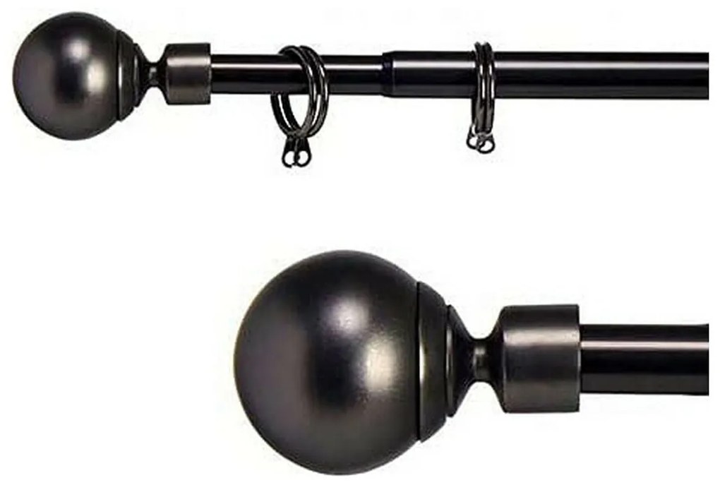 Varão para Cortinas Bol Extensível Preto Ferro (5 x 181 x 5 cm)