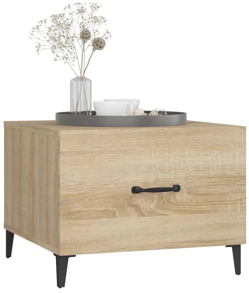 Mesas de centro com pernas de metal 2 pcs 50x50x40 cm sonoma