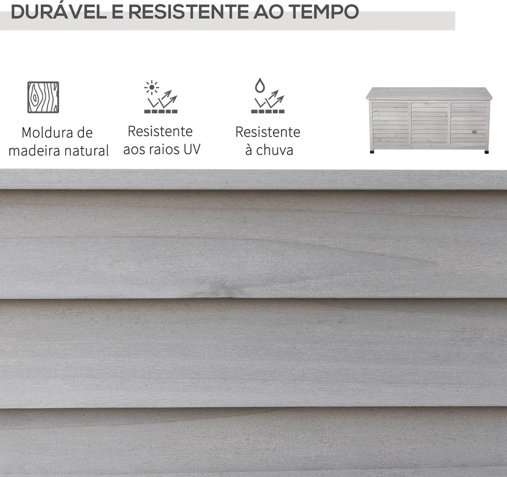 Baú de Armazenamento Baú de Madeira de Jardim com Tampa Abatível e Des