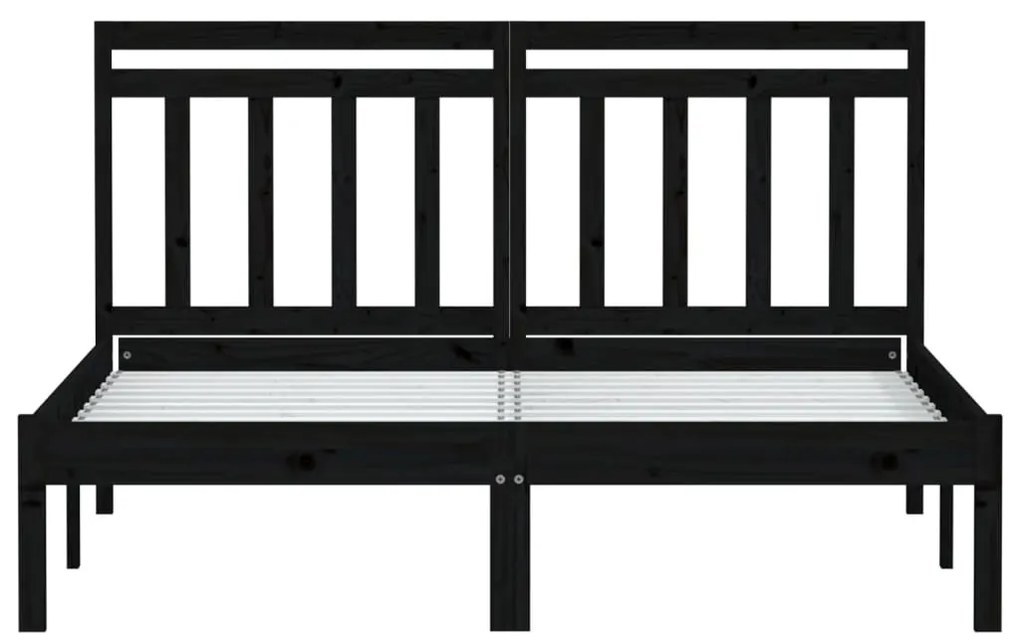 Estrutura de cama 140x190 cm madeira de pinho maciça preto