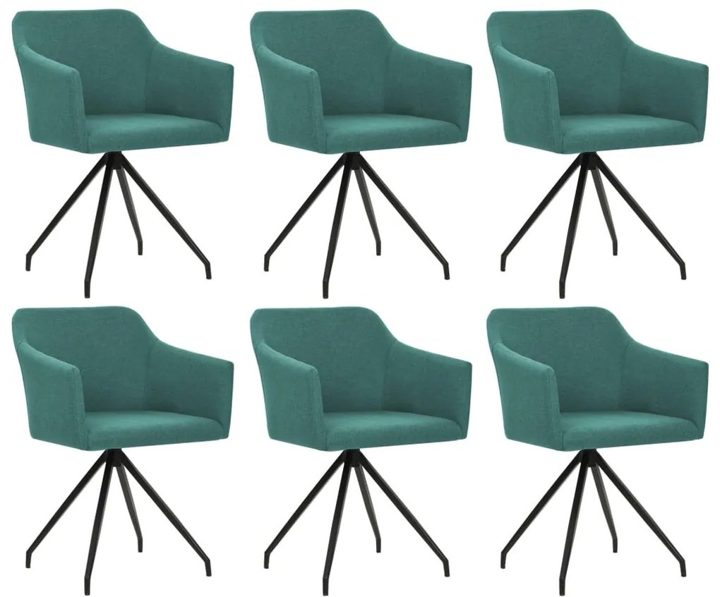 vidaXL Cadeiras de jantar giratórias 6 pcs tecido verde