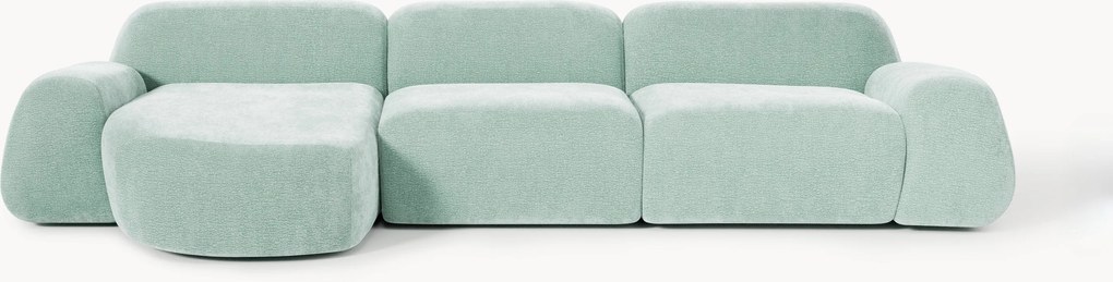 Sofá de canto modular em teddy Wolke (4 lugares)