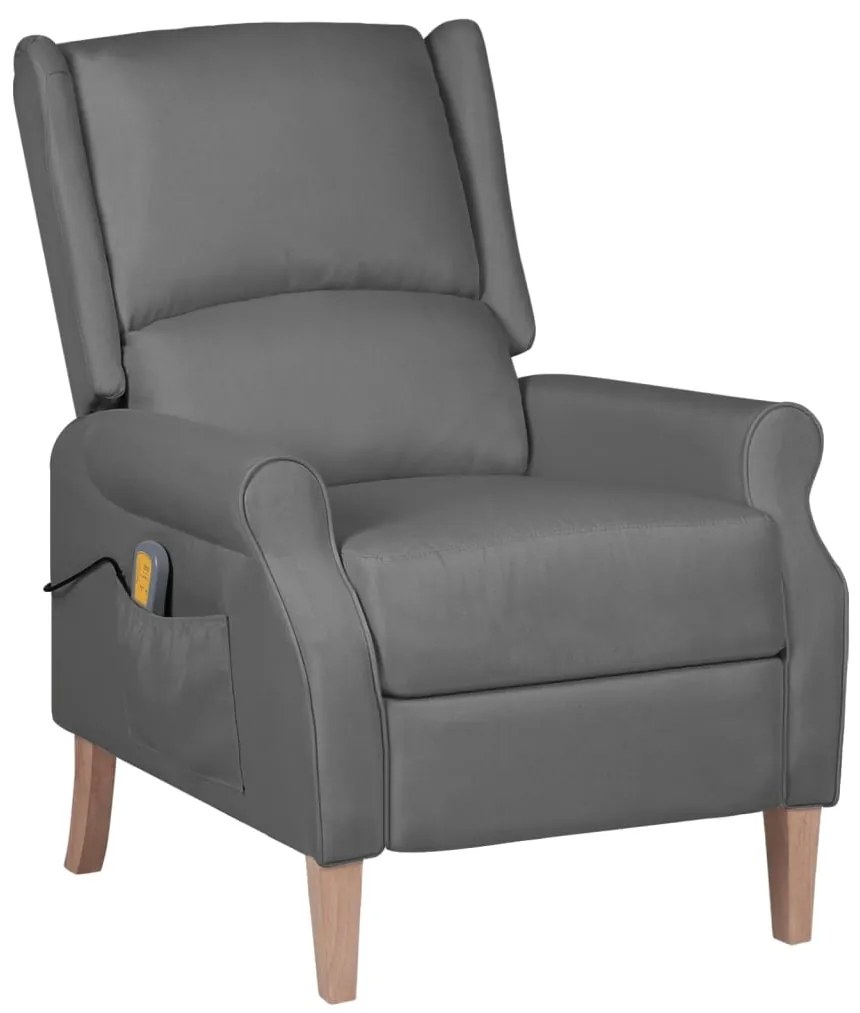 vidaXL Poltrona de massagens reclinável tecido cinzento-claro