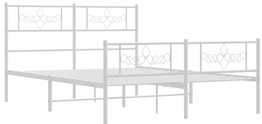 Estrutura de cama com cabeceira e pés 140x190 cm metal branco