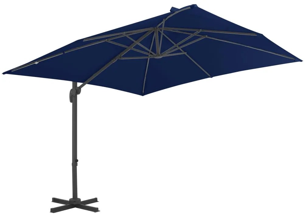 Guarda-sol jardim cantilever c/ poste alumínio 3x3 m azul ciano
