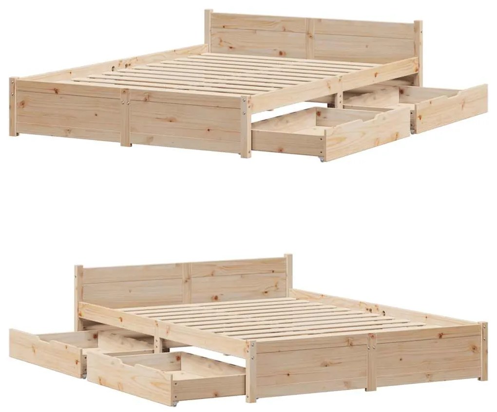 Cama sem colchão 140x190 cm madeira de pinho maciça